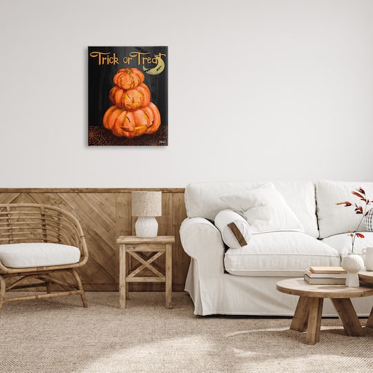 Stupell Industries Trick Or Treat Halloween Jack-o-Lantern Canvas Wall Art